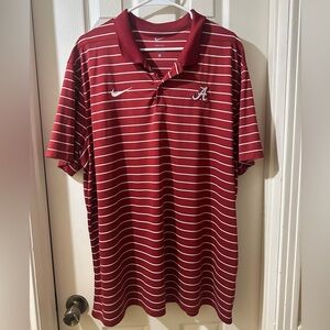 Alabama Crimson Tide Nike Men's Red and White Striped Polo Shirt